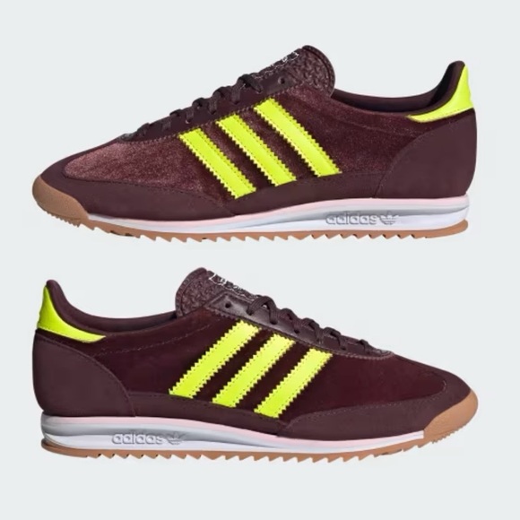 Adidas Maroon and Neon Yellow Trainers NIB - Picture 1 of 7